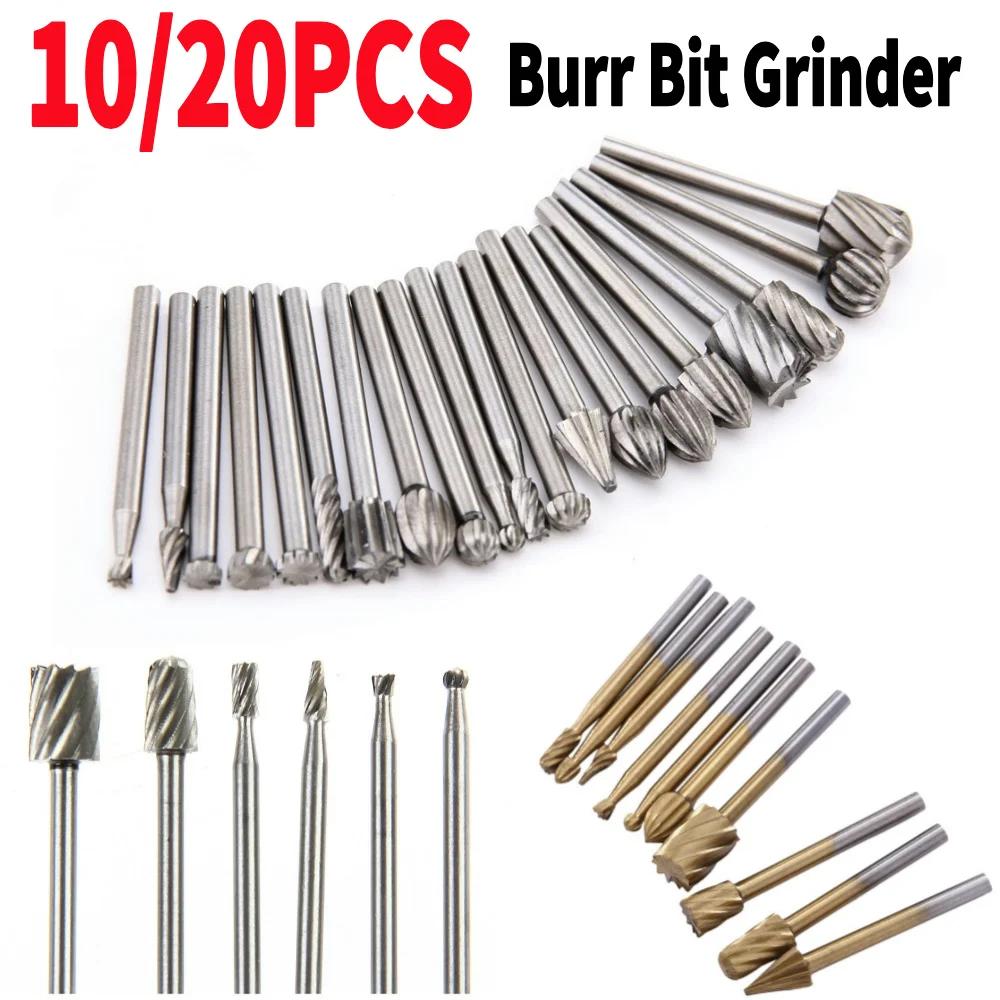 20pcs HSS Routing Wood Rotary Milling Cutter Tool Set High Quality Woodworking Burr Bit Grinder 3mm High-speed Steel Wood Cutter