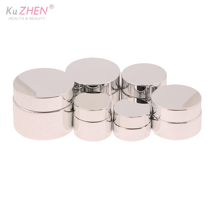 Glass Cosmetic Jar 5-50g Face Cream Glass Bottle Silver Cream Jar Cosmetic Container Empty Nail Glue Jar Travel Makeup Container
