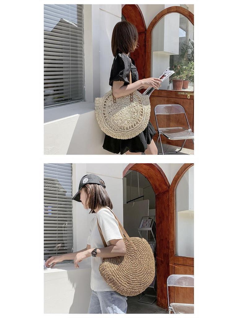 Large Capacity Ethnic Style Woven Shoulder Bag – Fashionable Women's Beach Handbag