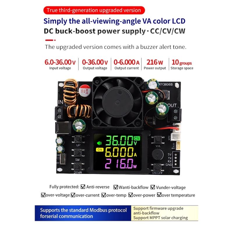 XY3606B 216W Step-down/up Adjustable Voltages Regulated Power Supply Solar Charging Module with LED Display