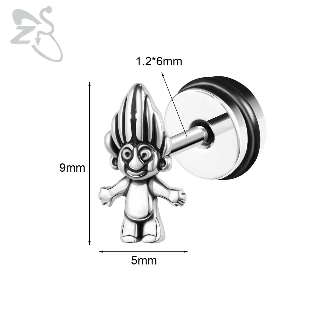 ZS 1 PC Punk Gothic Skull Stud Earring For Men Women Spider Snake Earrings Ear Studs Cartilage Helix Lobe Piercing Jewelry 16G