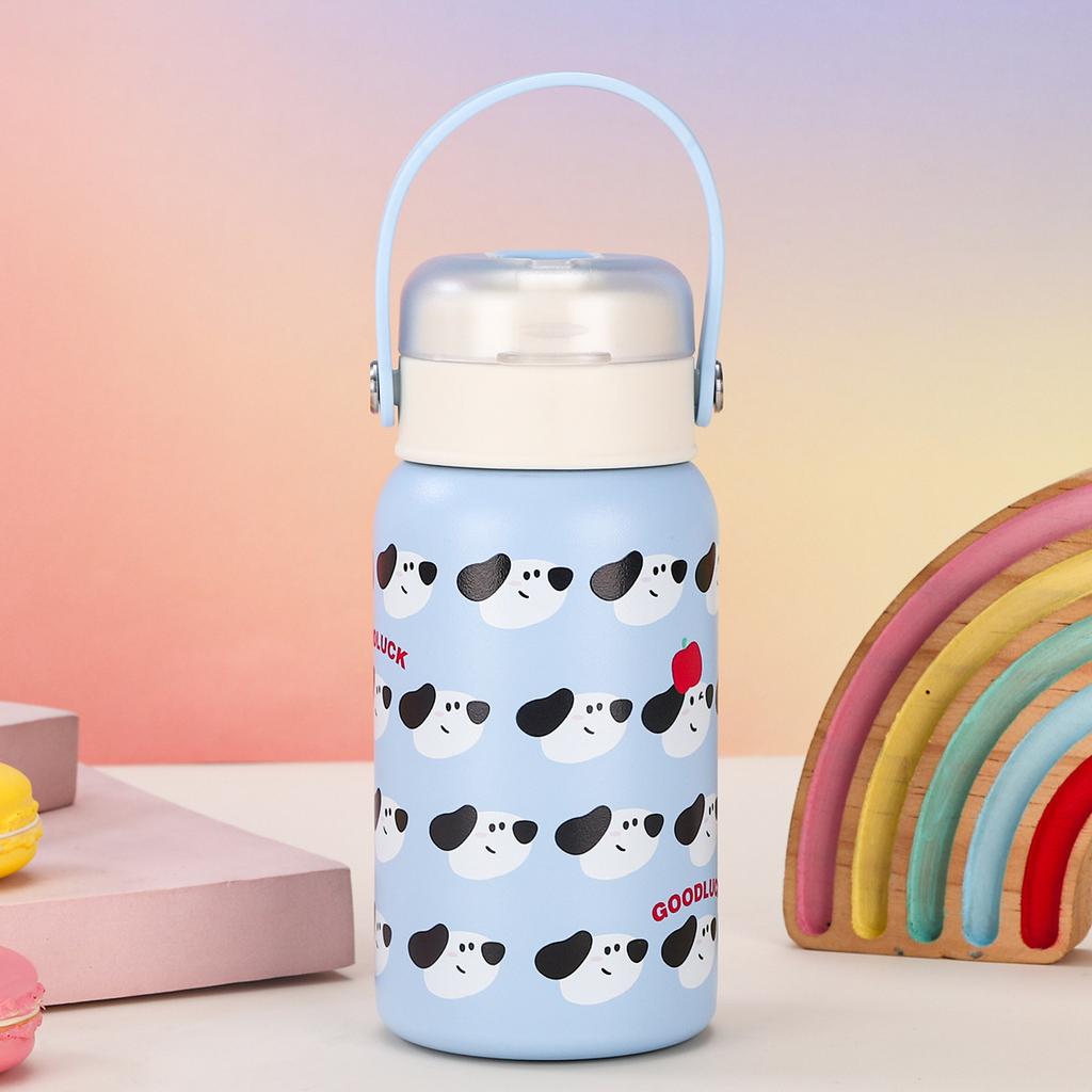 Cute 3D Printed Silicone Handle Water Cup Stainless Steel Vacuum Vacuum Cup Outdoor Portable Double Drink Cup
