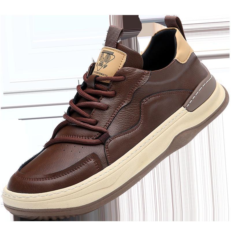 Frühling neue Herrenschuhe Rindsleder atmungsaktiv Trend vielseitig braun Retro Leder Freizeitschuhe
