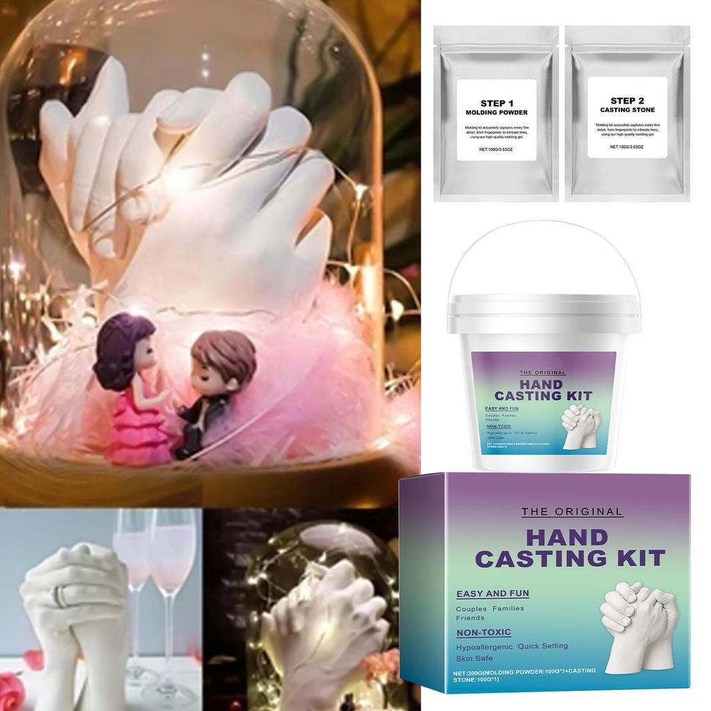 DIY 3D Hands Mold Couples Hands Casting Kit Souvenir Sculpture Hand Casting Kit Couples With Gloves Handmade Craft Set