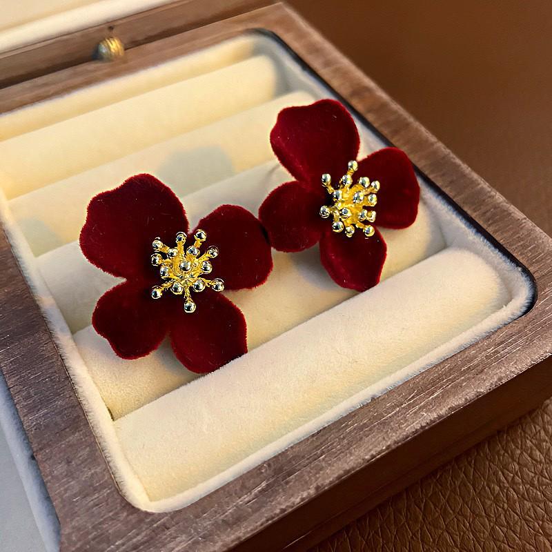 Красные хрустальные серьги-каффы с кисточками - Трендовые, Высококлассные, Уникальные Свадебные Длинные Серьги