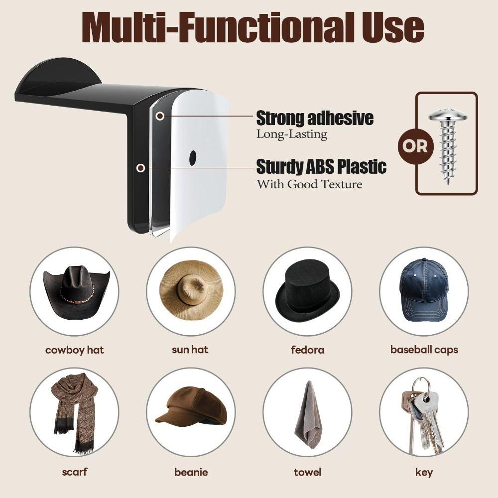 3Pcs Plastic Hat Rack Wall Mounted Hat Storage Holder Hat Storage Organizer Hanger  for Household