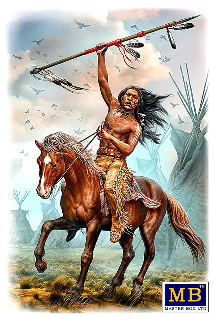 Master Box Indian Series Warrior Running Bear with 1 Horse Plastic Model MB24048 1/24