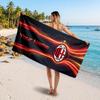 Asciugamano da Spiaggia Personalizzato AC Milan, Stampa Testo Nome Personalizzato, Asciugamano Morbido Asciugatura Rapida con Logo Calcio, Regalo per le Vacanze