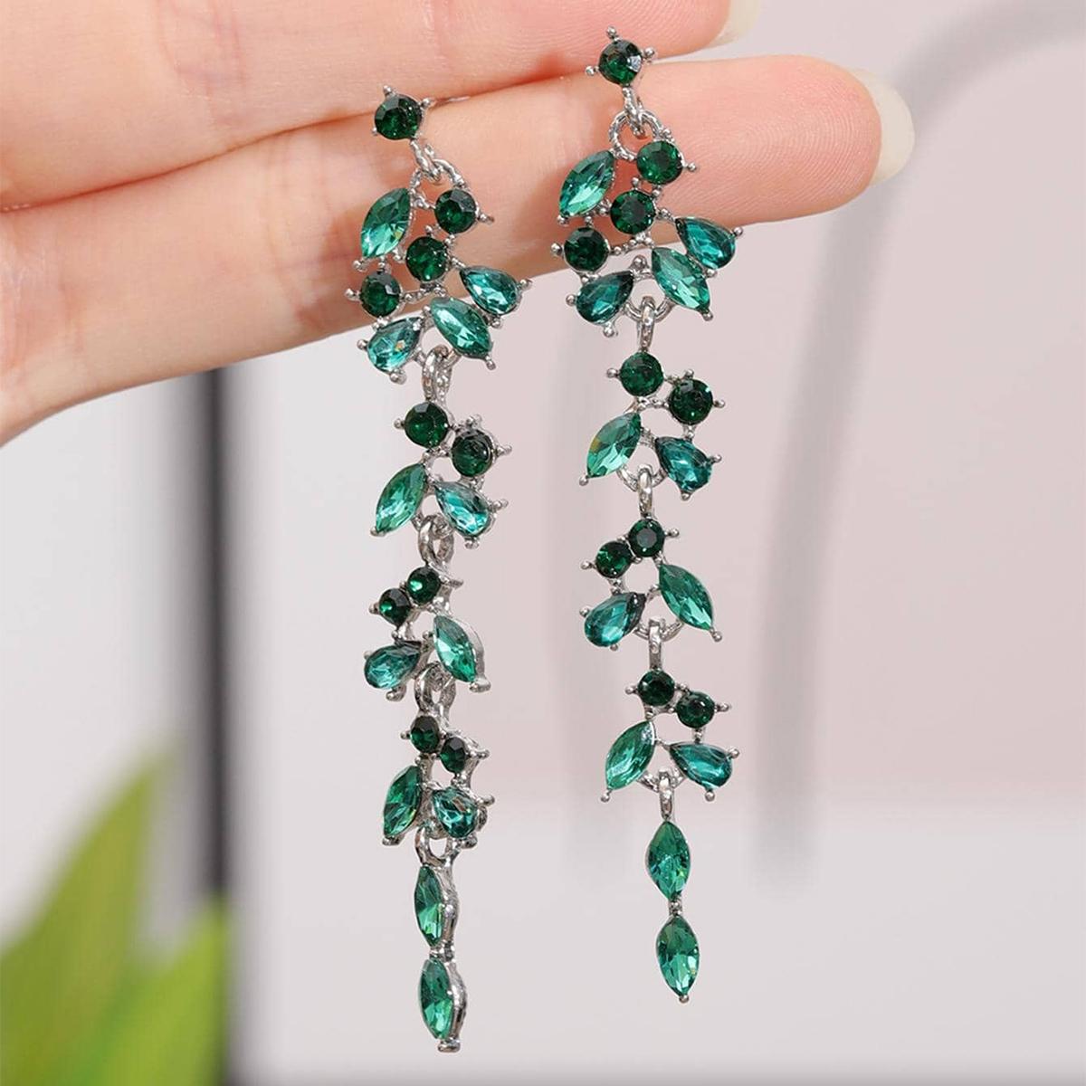 

2 Pieces Of Women S Wheat Ear Long Tassel Full Diamond Earrings With A Retro Style, Popular On The Internet 4340Retro Jewelry