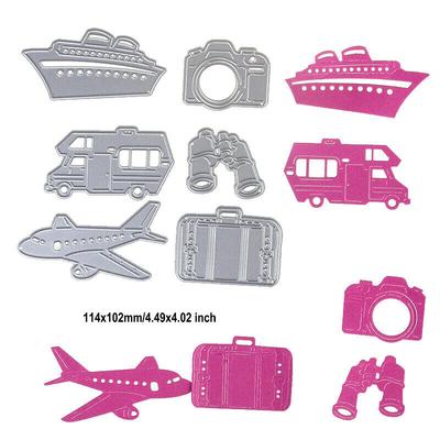 Travel Luggage Cutting Dies Metal Stencil DIY Scrapbooking Album Paper Card Embossing Craft Die Cut Ship Plane Traffic