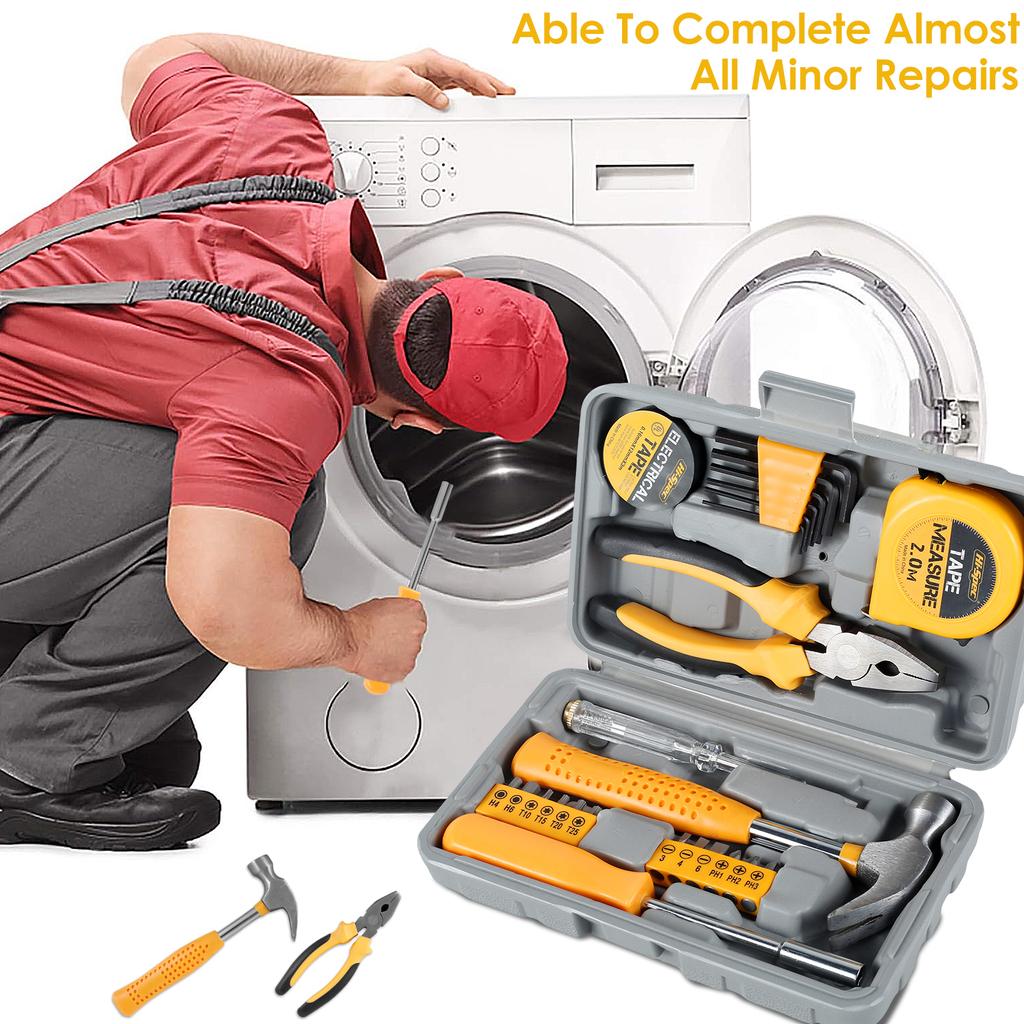 Household Repair Tool Kit Multi-Purpose Home Hand Tool Set with Storage Case Durable Hammer and Allen Key Ratchet Wrench set
