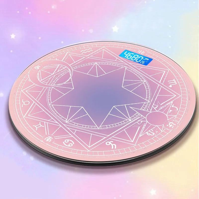 Sevimli Pembe Sihirli Dizi Banyo Baskülü Lcd Ekran Elektronik Dijital Terazi Vücut Tartı Akıllı Vücut Yağ Dengesi Zemin Ölçeği