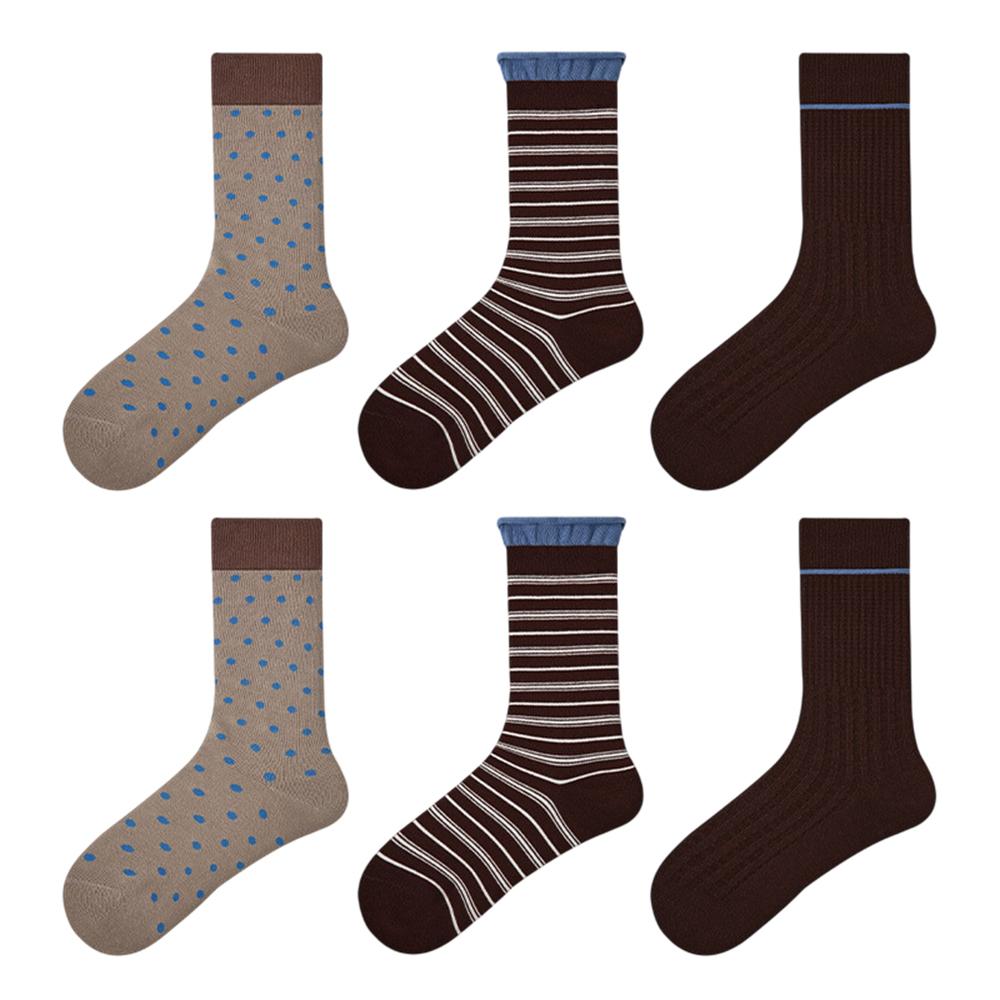 3 Pairs Fashion Cotton Socks Breathable Moisture Wicking Elastic Mid Calf Socks for Women