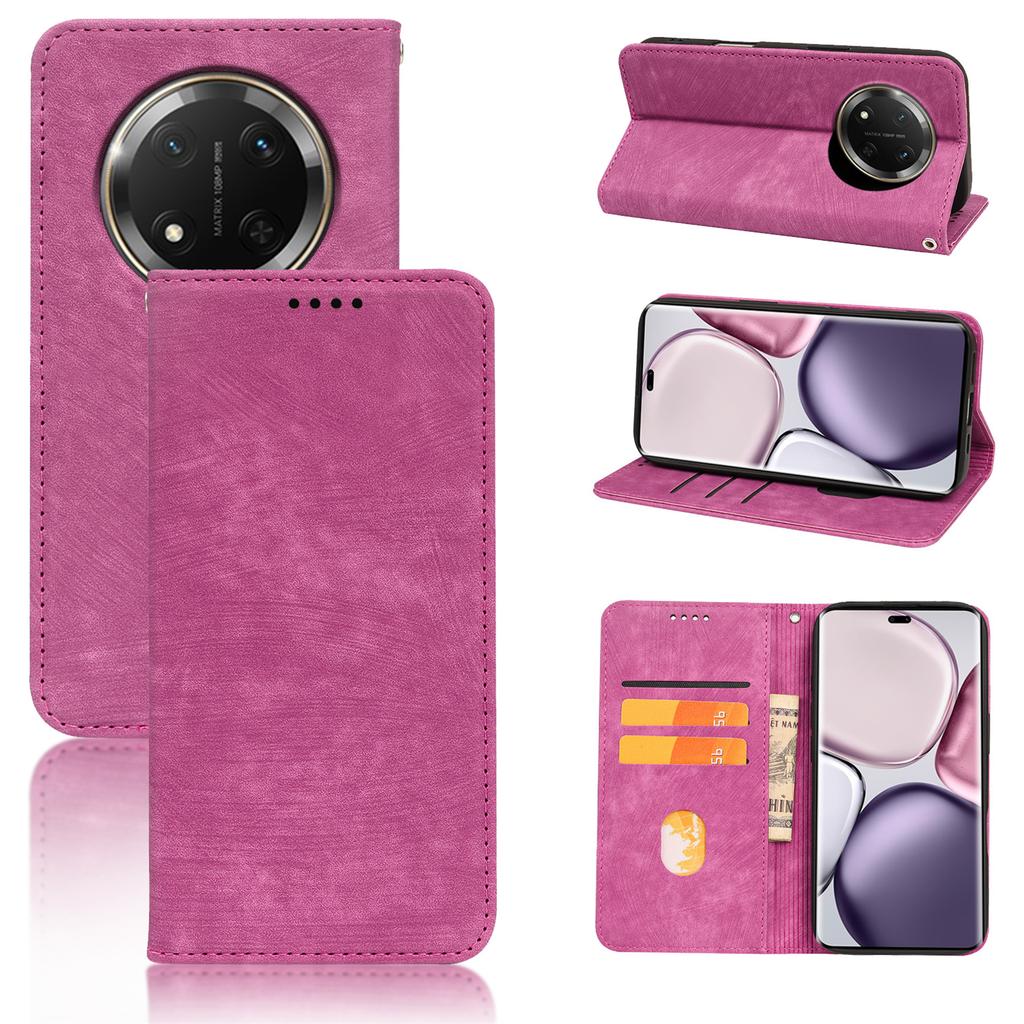 For Honor X60 Pro 5G/X9c 5G Case Strong Magnetic Leather Wallet Phone Cover with Striped Texture