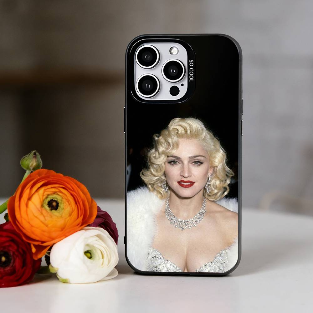 Sängerin M-Madonna Handyhülle Für iPhone 17,16,15,14,13,12,11 Plus,Pro Max,XS,Farbig Versilberte Innenabdeckung