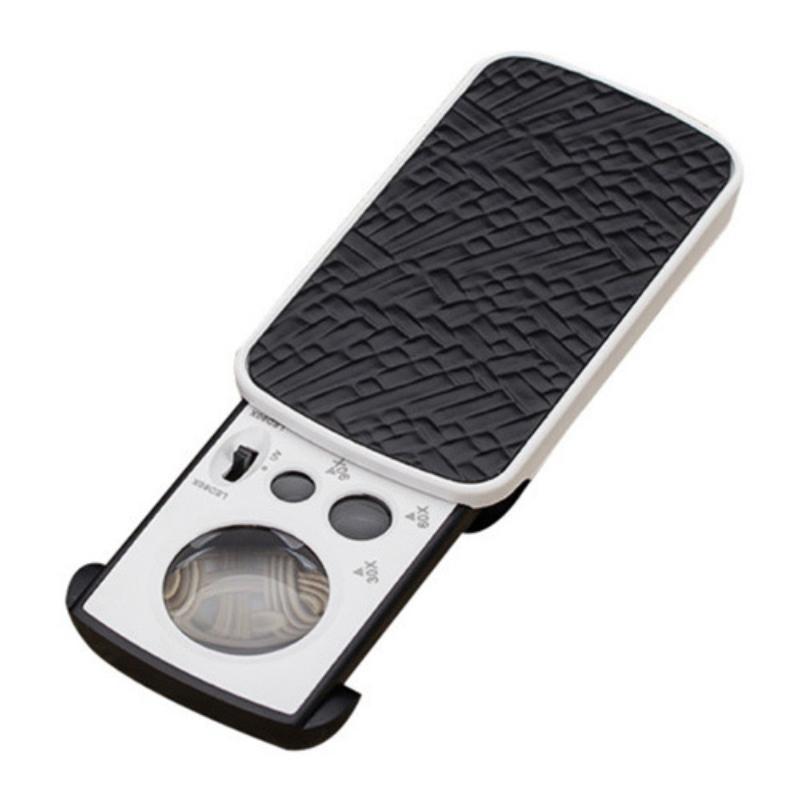 Triplex Jewelry Loupe 30X 60X 90X Magnifier Slide Out LED UV Light for Antique Appraisal Professional Precision Work