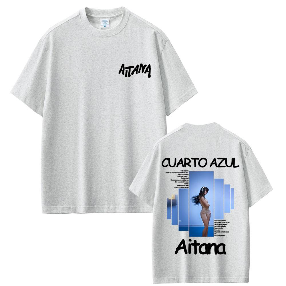 Singer Aitana CUARTO AZUL Album Graphic Tshirt Men Women Hip Hop Fashion Oversized T Shirts Male Casual Cotton Vintage Tshirts