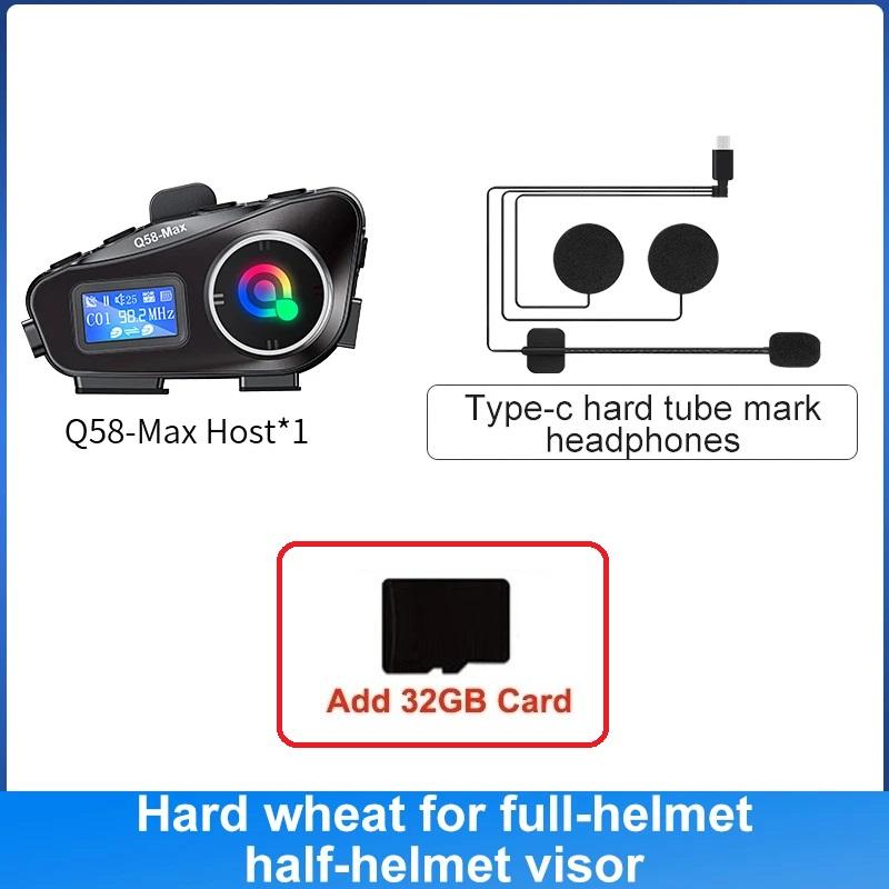 Bluetooth Headset for Motorcycle Helmets, Long Battery Life, Two-Way Intercom, Music Mixing, FM Radio, LCD Display for Cycling