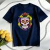 Floral Sugar Skull Day Of The Dead Dia De Tshirt Woman Man Casual Cotton Graphic T Shirts Creative Streetwear Boyfriend