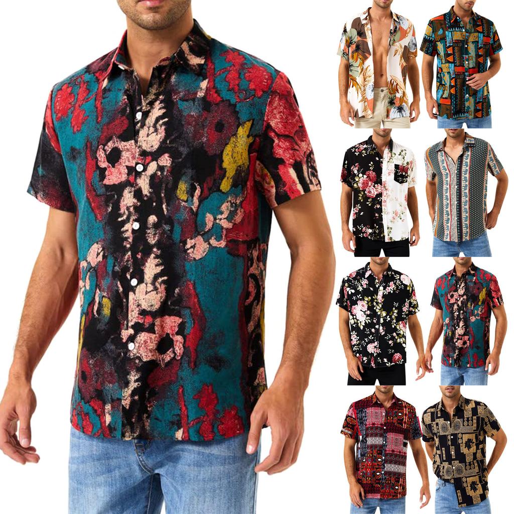Hawaii-Hemd für Herren, Herren-Bowling-Hemden im Vintage-Stil, kurzärmelig, Sommer-Strandhemd