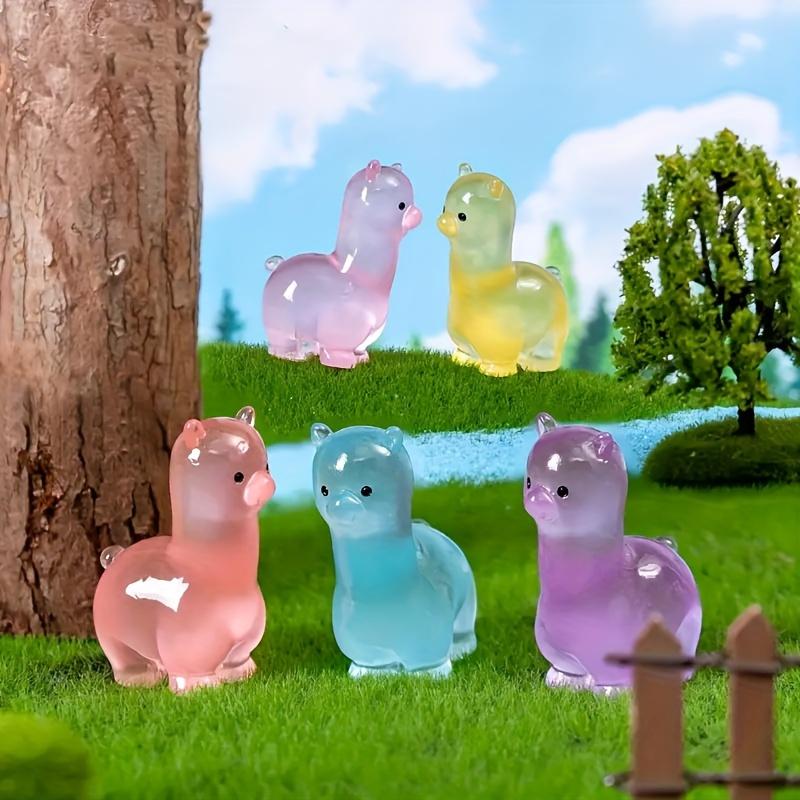 6Pcs Luminous Alpaca Resin Figurines Garden Landscape Desk Car Accessory For Various Room Types, Christmas & Universal Holidays