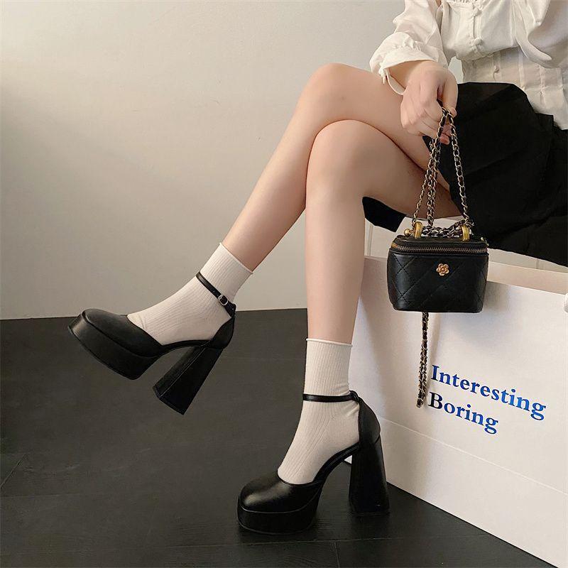 Light super small brock shoes bridesmaid mouth thick 12cm heel high heels show high wedding shoes summer 