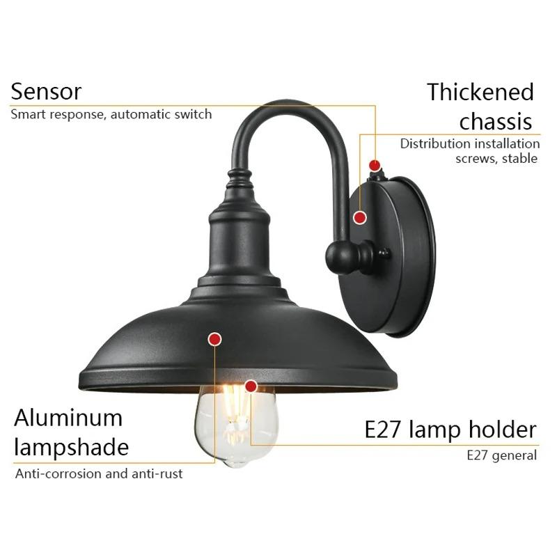 Vintage Induction Wall Lamp Corridor Aisle Balcony Waterproof Outdoor Lighting Wall Lamps Garden Light Fixture AC90-260V