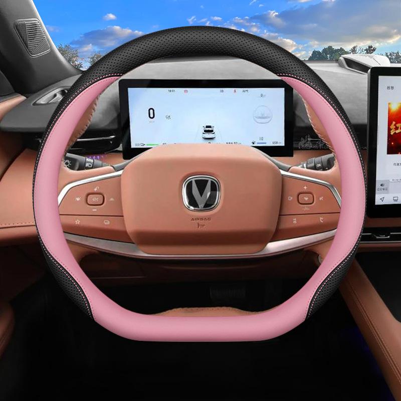 2026 For Changan Car Steering Wheel Cover Nappa Leather Fit CS35 Plus CS55 Plus CS75 Plus UNI‑T UNI‑K UNI‑V Car Accessories