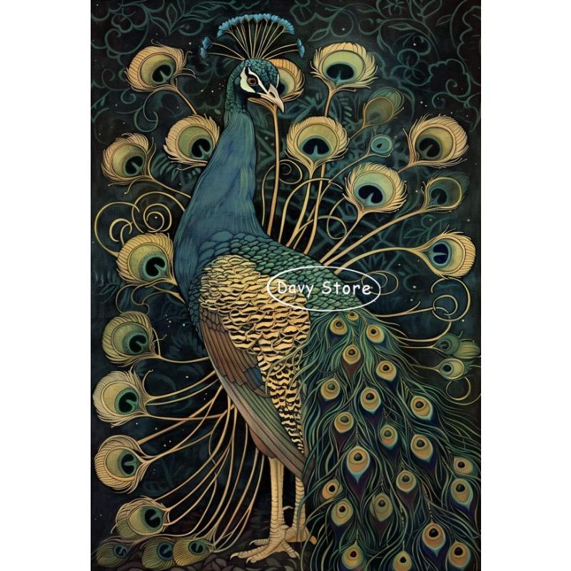 Vintage Peacock Posters and Prints Canvas Painting Bird Maximalist Animal Wall Art Picture for Farmhouse Room Home Decor