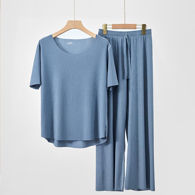 Ice Silk Couples Summer Pajama Set - Quick-Dry Women's and Men's Short Sleeve and Shorts Homewear