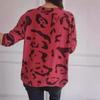 Autumn and Winter Women's Fashion Casual Cheetah Long Sleeve Round Neck Top
