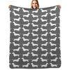 Wire Haired Dachshund White Wiener Dog Silhouette(s) Throw Blanket Cozy Throw Blanket for Bed Sofa Chair