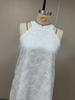 Lace Solid Color Sleeveless Button Neck Dress