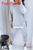 Streetwear Girl Puffed Sleeve Hoodie And Jogger Set With Spliced Design For Casual Fall Wear