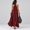 Damen Farb-Hals-Maxikleid für Freizeit