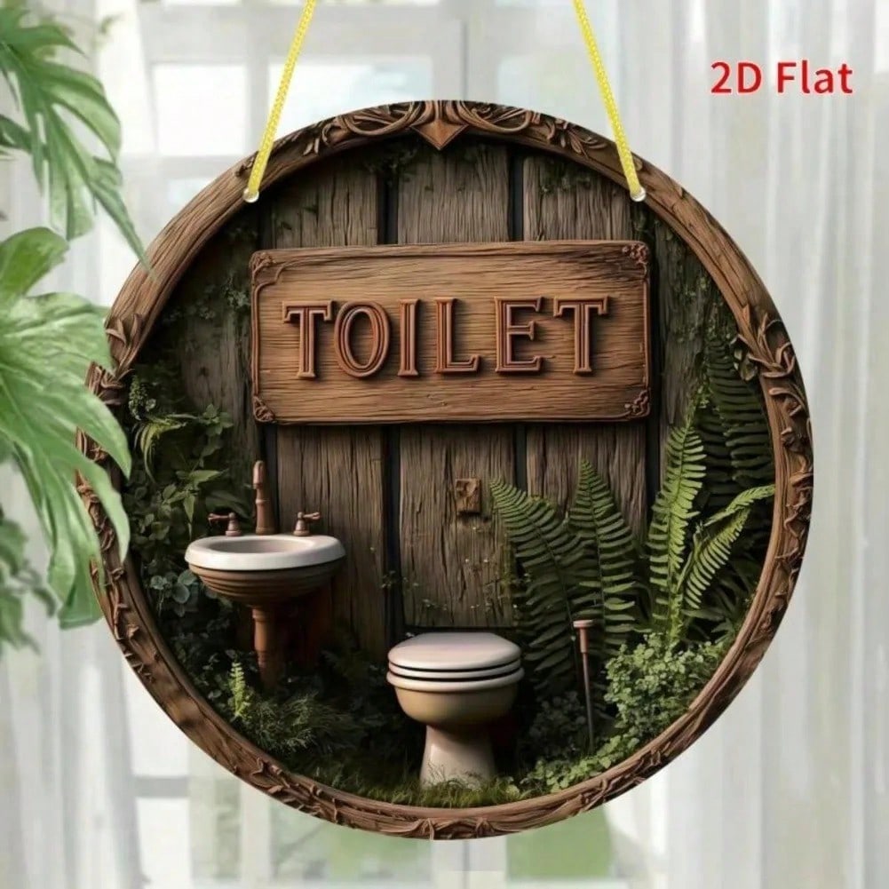 

Vintage Metal Wall Art Decorative Round Door Sign For Bathroom Bar Kitchen 20x20