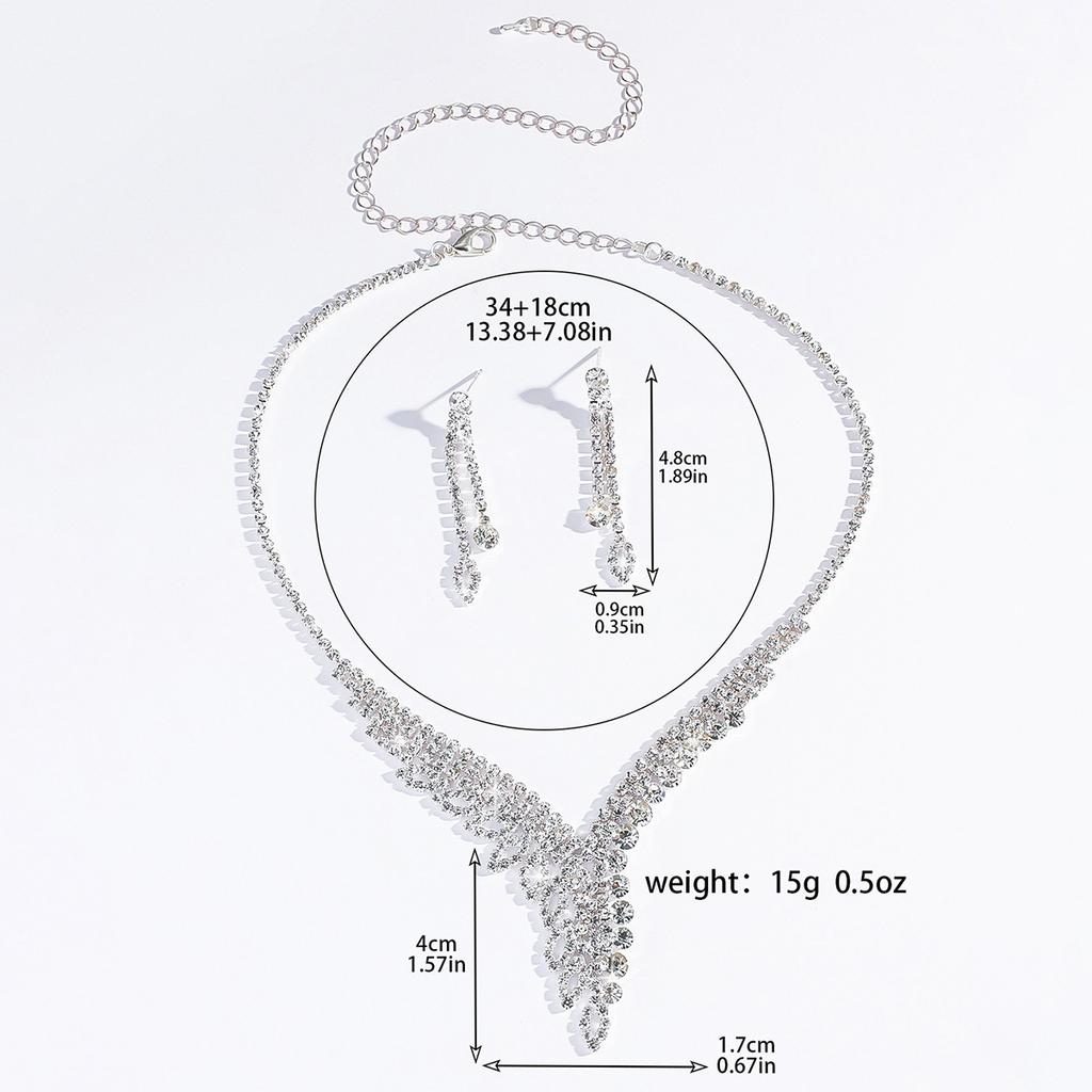 3PC Women's Fashion Design Leaf Necklace Earrings Zircon Set, Suitable for Wedding, Party, and Festival Gifts