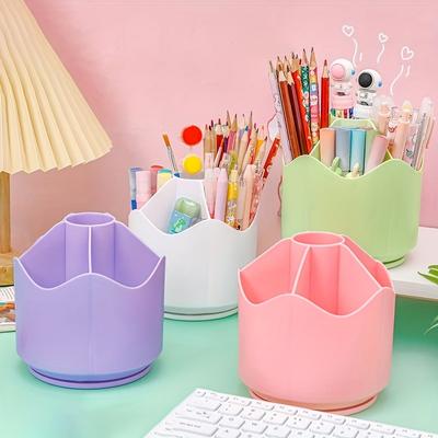 Simple Large Capacity Rotating Makeup Brush Storage Container Creative Pen Holder Storage Container Office Tools Storage Box