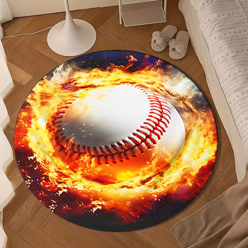 Soccer Ball Bursting Through Round Rug for Livingroom,Bedroom, Palyroom, Chair Rug, Area rug, Circle Carpet, Large Size Fan Christmas gift