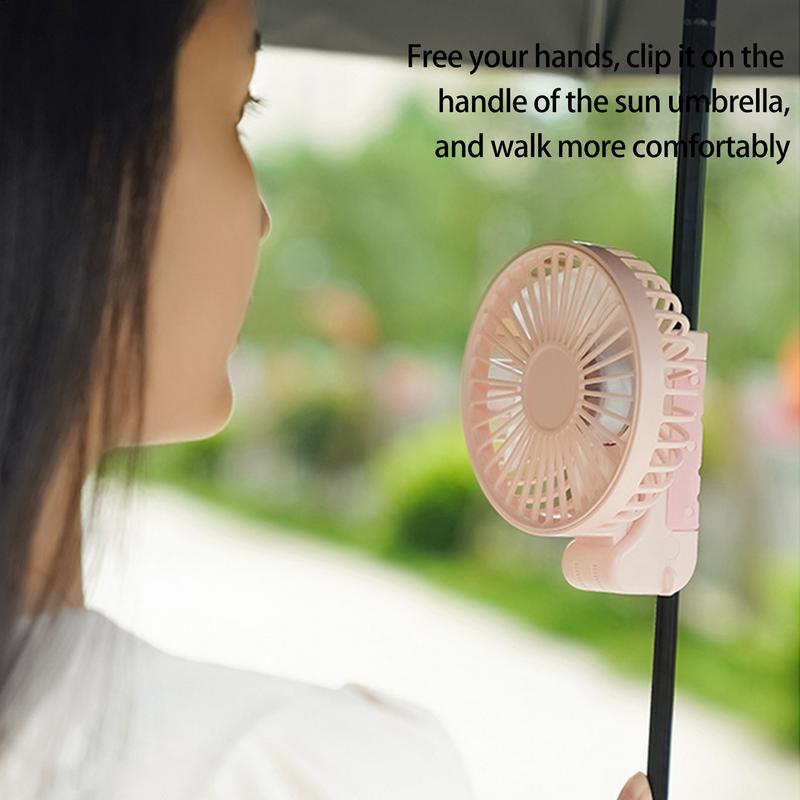 Portable Handheld Fan Adjustable Foldable Personal Fan Portable 3 Speeds Handheld Cooler Small Cooling Accessories For Umbrella