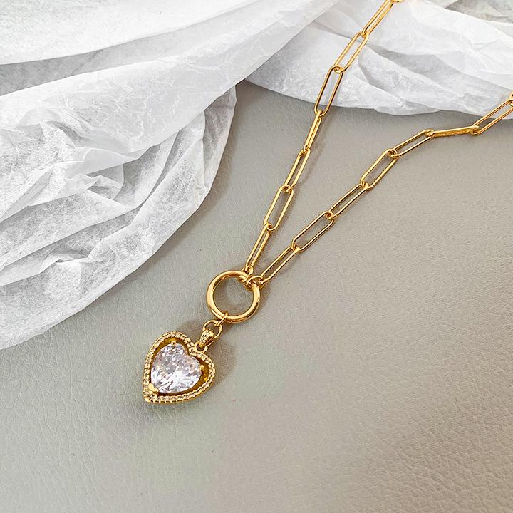 Minimalist Red Gemstone Heart Pendant Necklace - Women's Luxury Jewelry