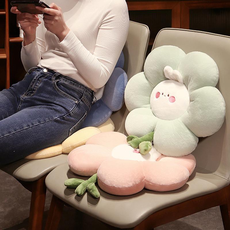 Adorable Pink Rabbit Flower Plush Pillow Soft Toy For Office Seat Cushion And Tatami Mat