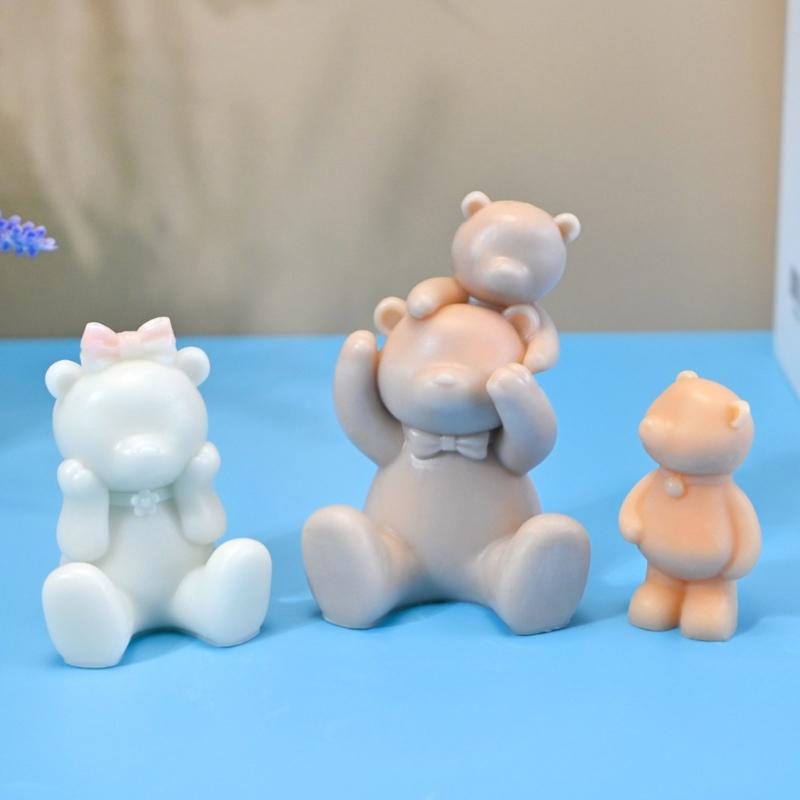 Multipurpose Adorable 3D Bear Sturdy Silicone Mold Portable for Resin Craft and Gypsum Figurines Home Decoration
