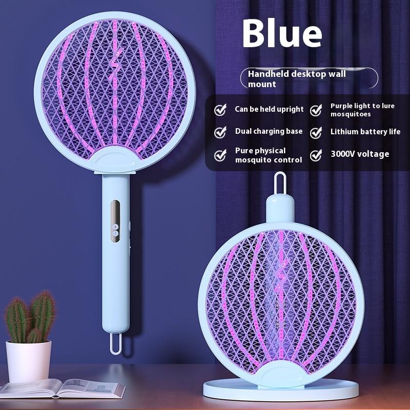 

4-в-1 электрическая ракетка от комаров, складная USB-перезаряжаемая УФ-лампа от комаров, световая волна, приманка от комаров, электрический убийца насекомых синий
