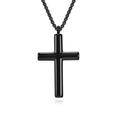 Simple Curved Titanium Steel Cross Necklace ,Neutral And Cool Style Pendant For Men And Women To Wear