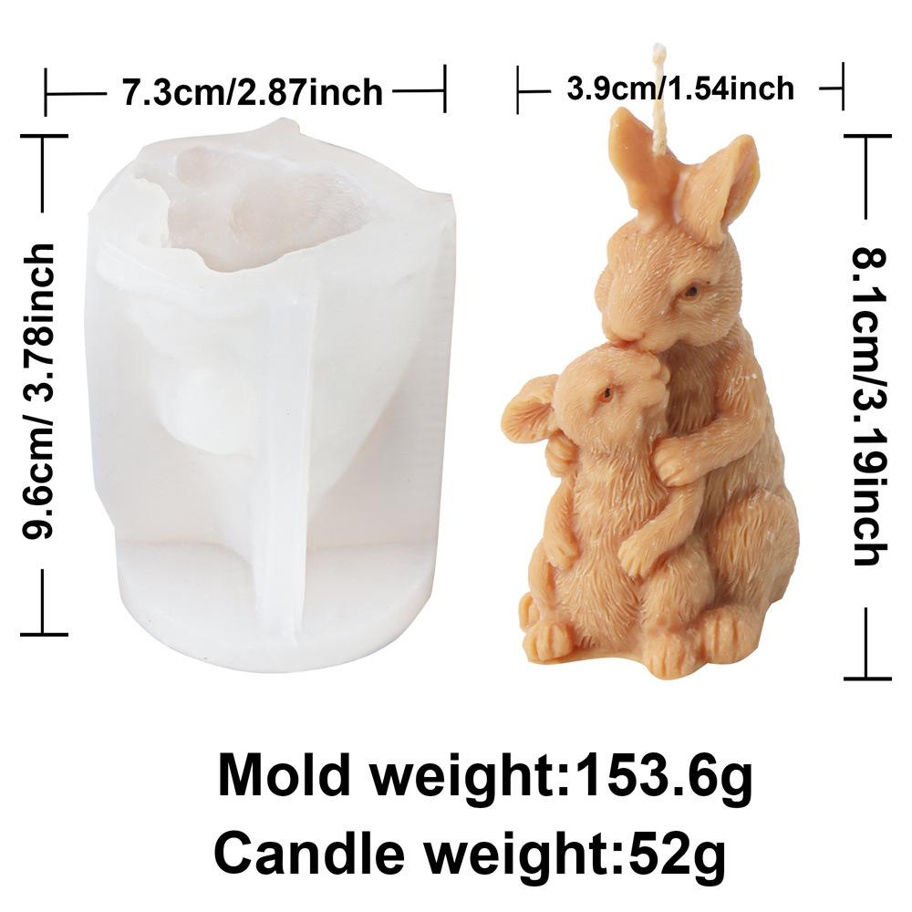 Standing Basketball Rabbit Candle Mold 3D Rabbit Family Size Holding Flower Fragrance Easter Animal Cake Baking Tools Home Gifts