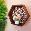Wood Decor Wall Mount Hexagonal Books Toy Flower Pots Storage Shelf Holder Figurines Display Crafts Shelves Space Saving
