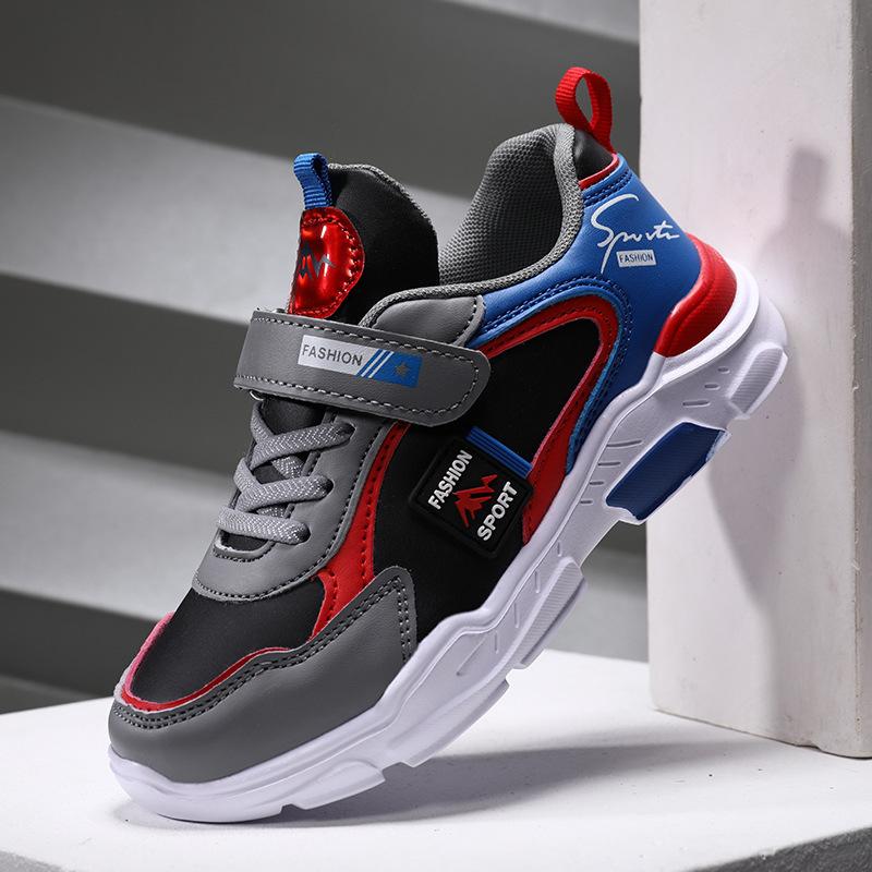 Zhongda children's sports shoes boys spring and autumn 2025 new leather surface primary school students lightweight casual sports running shoes