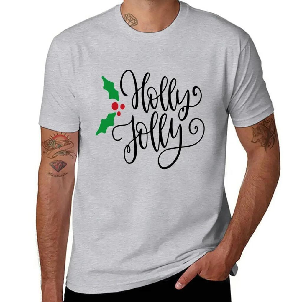 Holly Jolly T-Shirt Cute Clothes Summer Top Blacks Men T Shirt