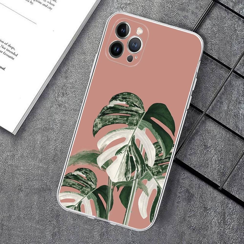 Leaves Monstera Green Phone Case For IPhone 14 11 12 13 Mini Pro XS Max Cover 6 7 8 Plus X XR SE 2020 Funda Shell
